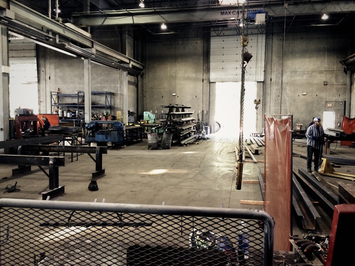 Steel fabrication shop floor